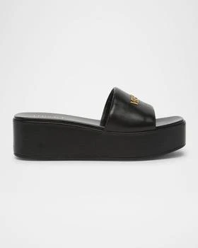 Versace | Tag Platform Lambskin Leather Mules