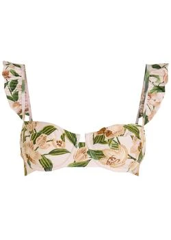 Kiwi Orquidea floral-embroidered bikini top