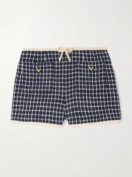 Valentino | Button-embellished Checked Wool-blend Bouclé Shorts  - IT38