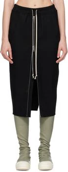 Rick Owens | Black Concordians Zipped Short Pillar Midi Skirt