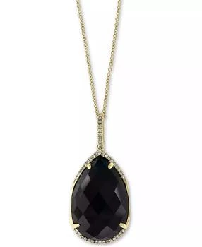 Effy | EFFY® Onyx (22 x 15mm)
Diamond (1/8 ct. t.w.) 18" Pendant Necklace in 14k Gold