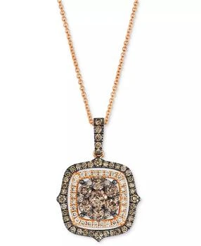 Le Vian | Chocolate Diamond & Nude Diamond Halo Cluster (1-1/3 ct. t.w.) Halo Adjustable 20" Pendant Necklace