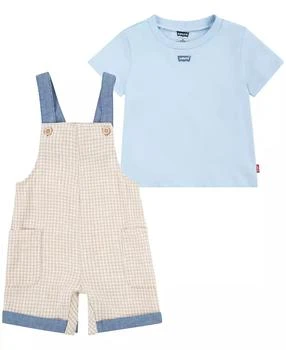 Levi
s Baby Boys Gingham Shortall and T-shirt Set