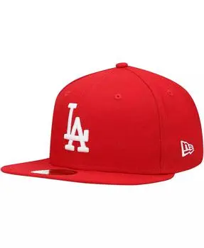 New Era Men's Red Los Angeles Dodgers Logo White 59FIFTY Fitted Hat