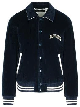 Dolce & Gabbana | Dolce & Gabbana Logo Detailed Corduroy Bomber Jacket