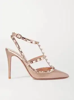 Valentino | Rockstud Metallic Textured-leather Pumps  - IT35