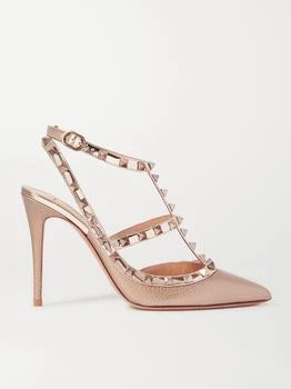 Valentino Garavani “rockstud” 105 金属感纹理皮革高跟鞋  - IT35