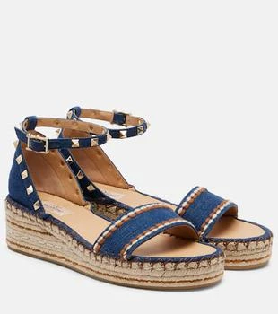 Valentino | Rockstud Double denim espadrille sandals