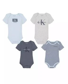 Calvin Klein Baby Boys
 Short Sleeve Bodysuits, 4-Pack Set