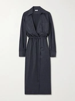 Brunello Cucinelli | Belted Wrap-effect Silk Midi Dress