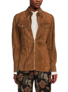 Salvatore Ferragamo | Suede Point Collar Shirt Jacket