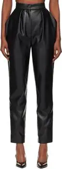Balmain | Black High-Waisted Faux-Leather Trousers