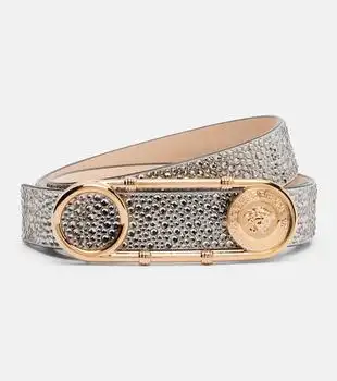 Versace | Safety Pin embellished leather belt