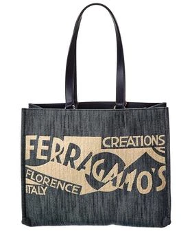 Salvatore Ferragamo | Ferragamo Logo Medium Denim
Leather Tote