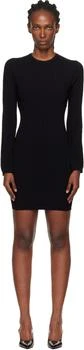 Balmain | Black Long Sleeve Monogram Knit Minidress