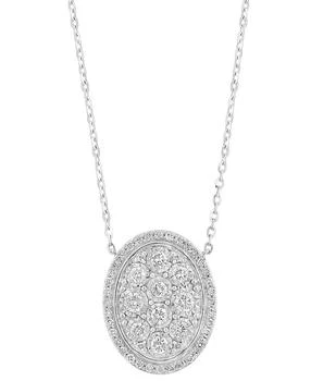 EFFY® Diamond Cluster Oval Halo 18" Pendant Necklace (5/8 ct. t.w.) in Sterling Silver
