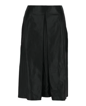 Salvatore Ferragamo | Pleated-Front Leather Midi Skirt