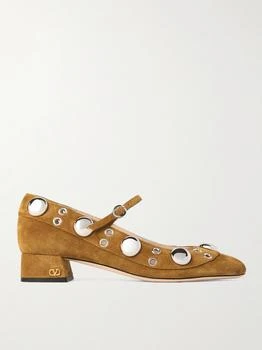 Valentino | Nellcote 30 Embellished Mary Jane Suede Pumps - Tan - IT41