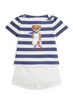 Ralph Lauren Baby Girls Polo Bear Cotton T-Shirt 
Twill Short Set
