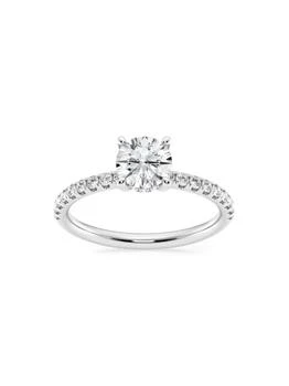 Saks Fifth Avenue | Build Your Own Collection 14K White Gold & Lab Grown Round Diamond Hidden Halo Engagement Ring