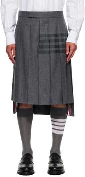 Thom Browne | Gray Flannel 4-Bar Classic Midi Pleated Skirt