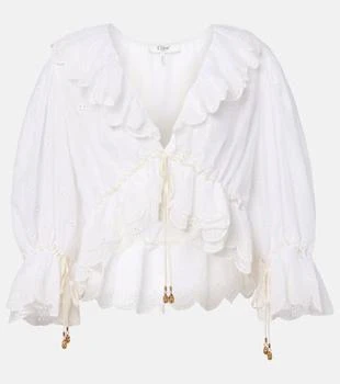 Chloé | Broderie anglaise ruffled cotton blouse