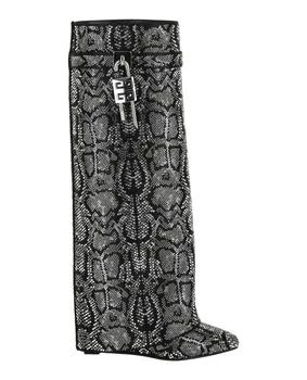 Givenchy | Shark Lock Boots In Satin With Python Effect Strass