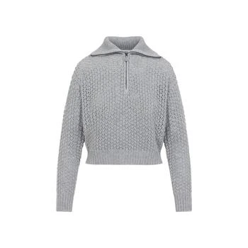 Max Mara | Max Mara Tequila Open-Knit Zip Detailed Jumper