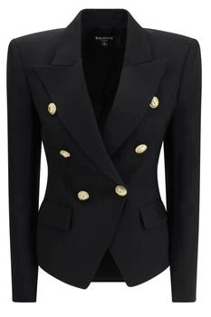 Balmain | Balmain Double Breasted Fitted Grain De Poudre Jacket