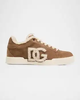 Dolce & Gabbana | Portofino Shearling-Lined Low-Top Suede Sneakers