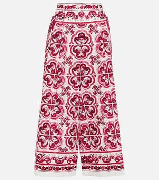 Dolce
Gabbana | Printed high-rise cotton poplin culottes