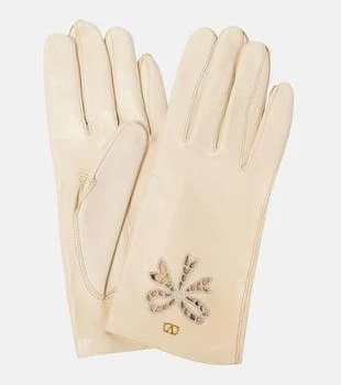 Valentino | VLogo Signature embroidered leather gloves