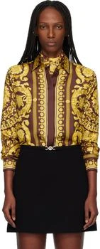 Versace | Burgundy & Gold Printed Silk Shirt
