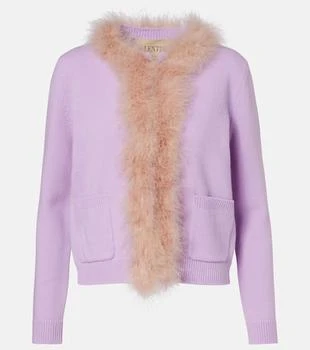 Valentino | Feather-trimmed virgin wool cardigan
