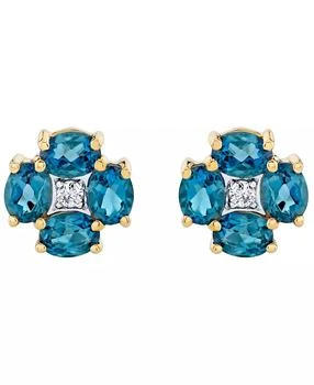 Macy's | Blue Topaz (2 ct. t.w.) & Diamond Accent Stud Earrings in 14k Yellow Gold