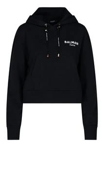 Balmain | Balmain Logo Printed Drawstring Hoodie