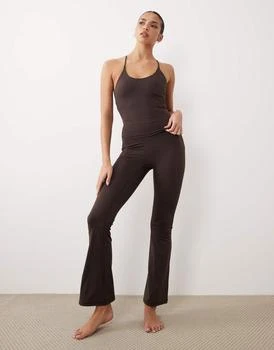 GINA TRICOT Gina Tricot mix and match flare yoga leggings in chocolate brown