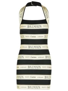 Balmain | Balmain Logo Jacquard Halterneck Mini Dress