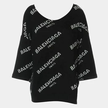 Balenciaga | Balenciaga Black Cotton Logo Knitted Sweater L