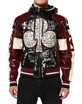 Dolce & Gabbana | Hooded Leather DG King Men Biker Men's Jacket