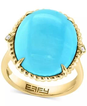 Effy | EFFY® Turquoise 
Diamond Accent Rope Frame Statement Ring in 14k Gold