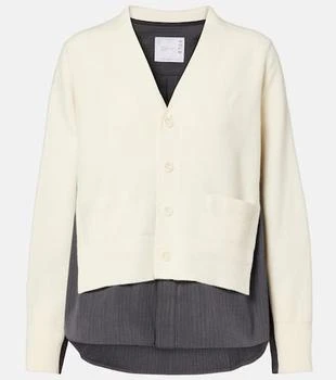 Sacai | Striped layered wool cardigan