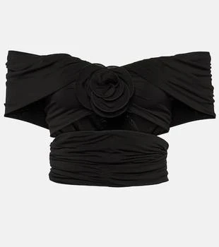 Magda Butrym | Floral off-shoulder ruched crop top