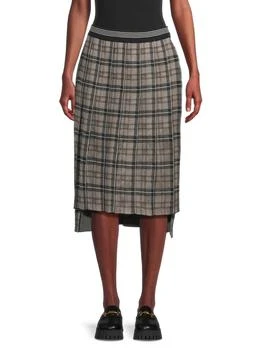 Thom Browne | Check Jacquard Pleated Midi-Skirt