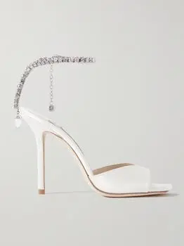 Saeda 100 Crystal-embellished Satin Sandals - Ivory - IT36.5