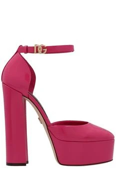 Dolce & Gabbana | Dolce & Gabbana Round Toe Polished Platform Mules