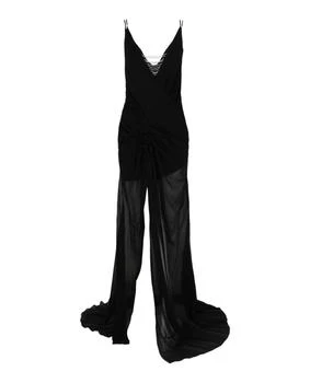 Givenchy | Evening Draped Dress in Silk with Pearl Chains