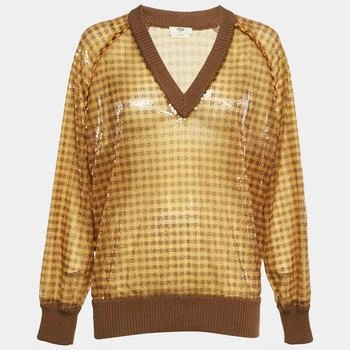Fendi | Fendi Yellow Vichy Sequin V-Neck Sweatshirt S