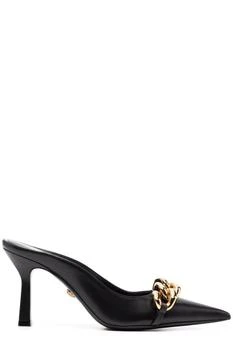 Versace | Versace Medusa Chain-Trim Pointed Toe Mules