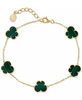 Effy | EFFY® Malachite Clover Station Fine Link Chain Bracelet in 14k Gold